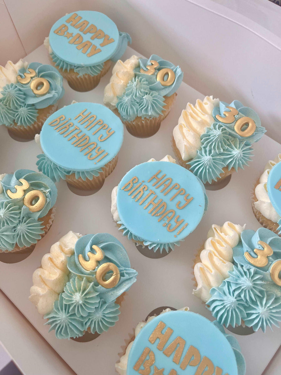 Happy Birthday Cupcakes With Gold Numbers