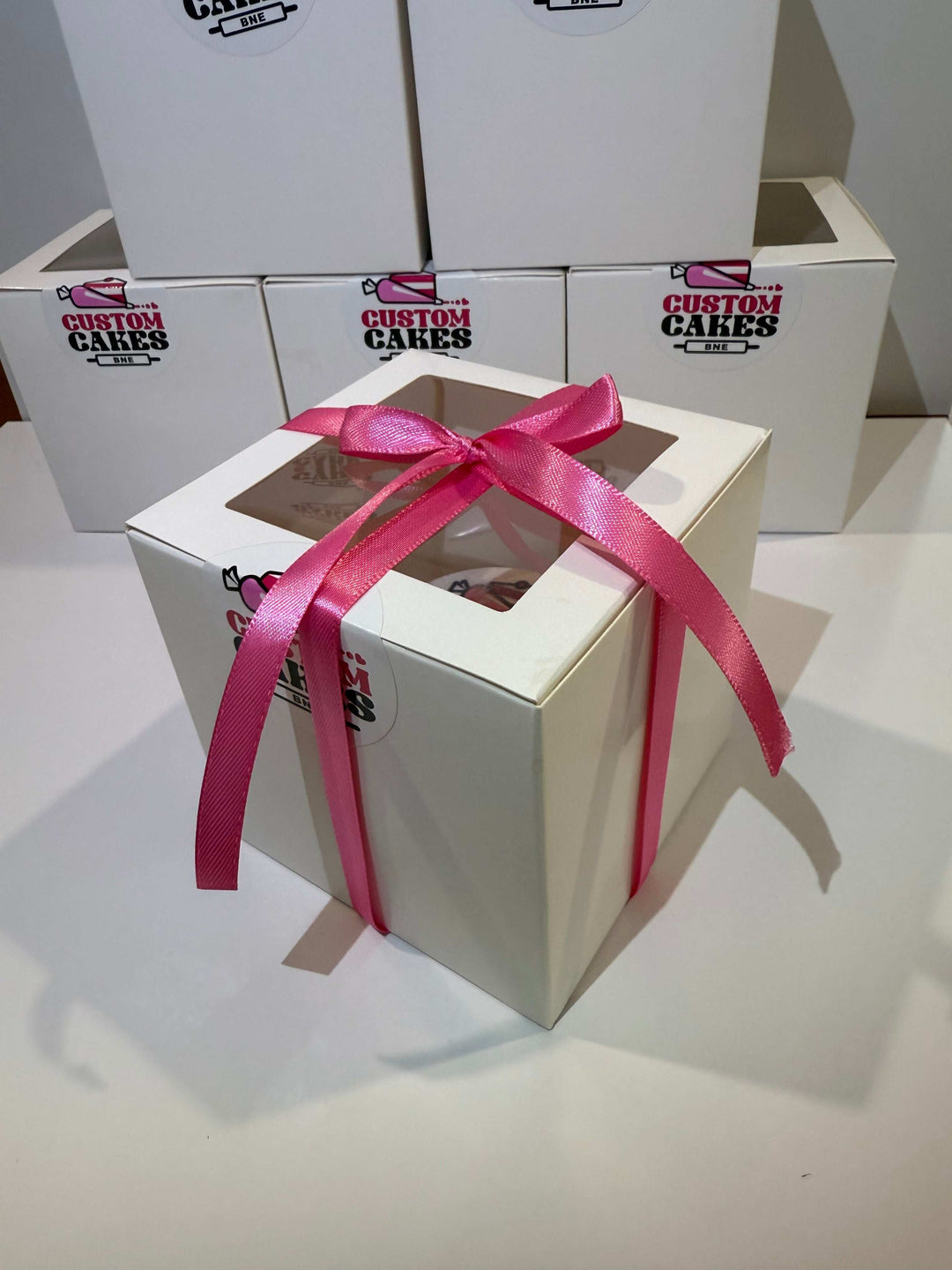 Individually boxed image cupcakes with ribbon Brisbane