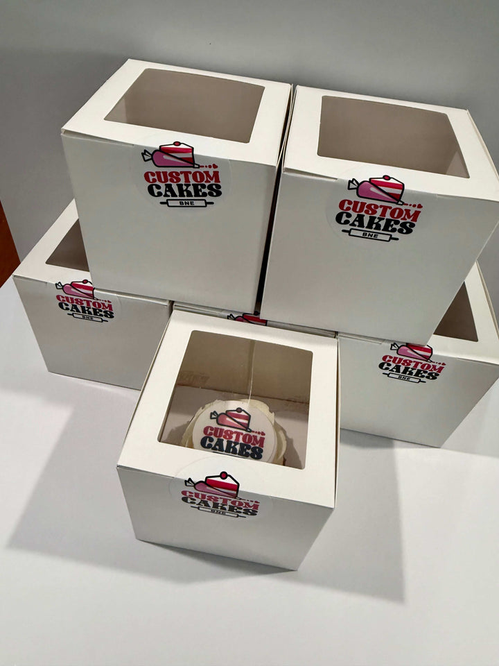 Individually boxed branded cupcakes Brisbane