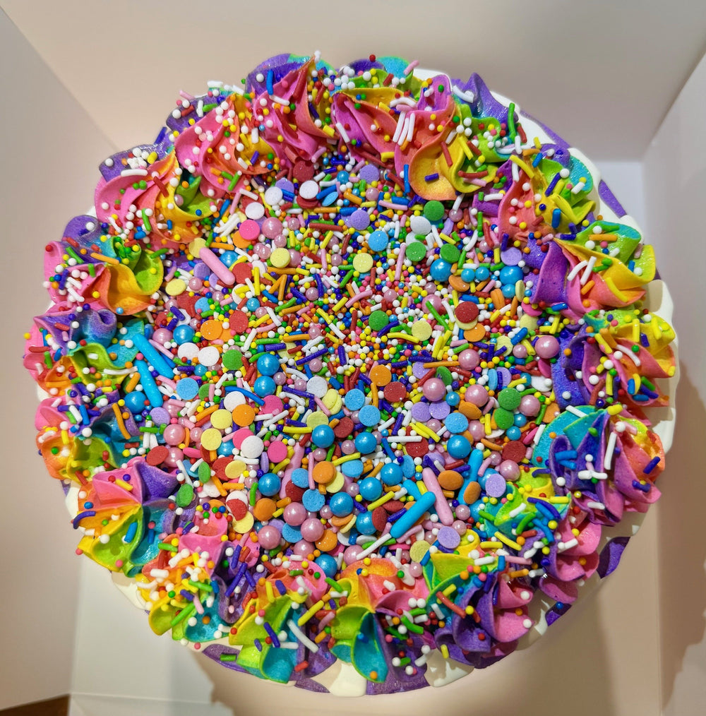 Rainbow Cake Brisbane Top View - Custom Cakes BNE