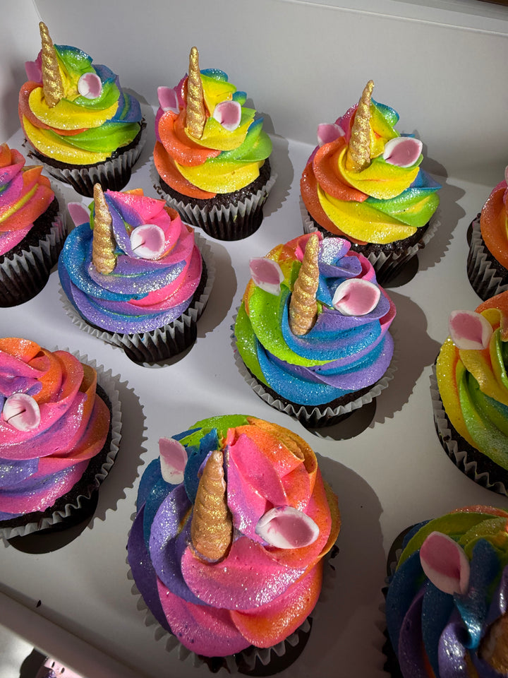 Bright Rainbow Unicorn Cupcakes Brisbane
