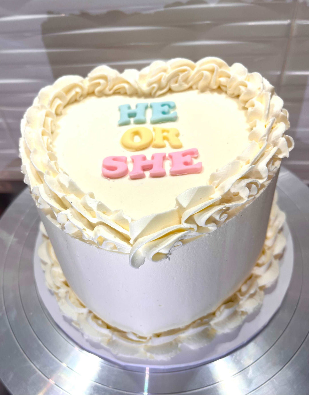 Gender Reveal Heart Shape Cake