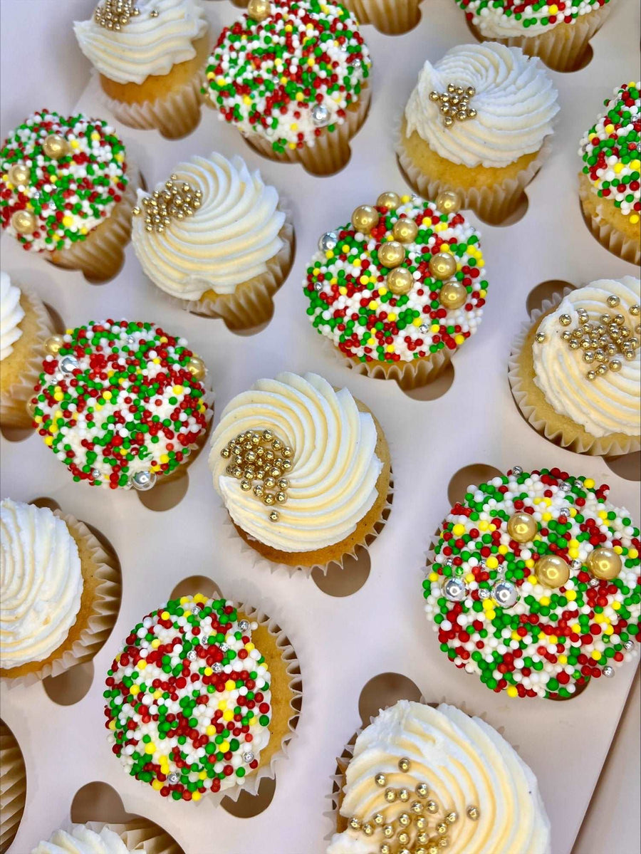 Mini Cupcakes with Christmas Sprinkles