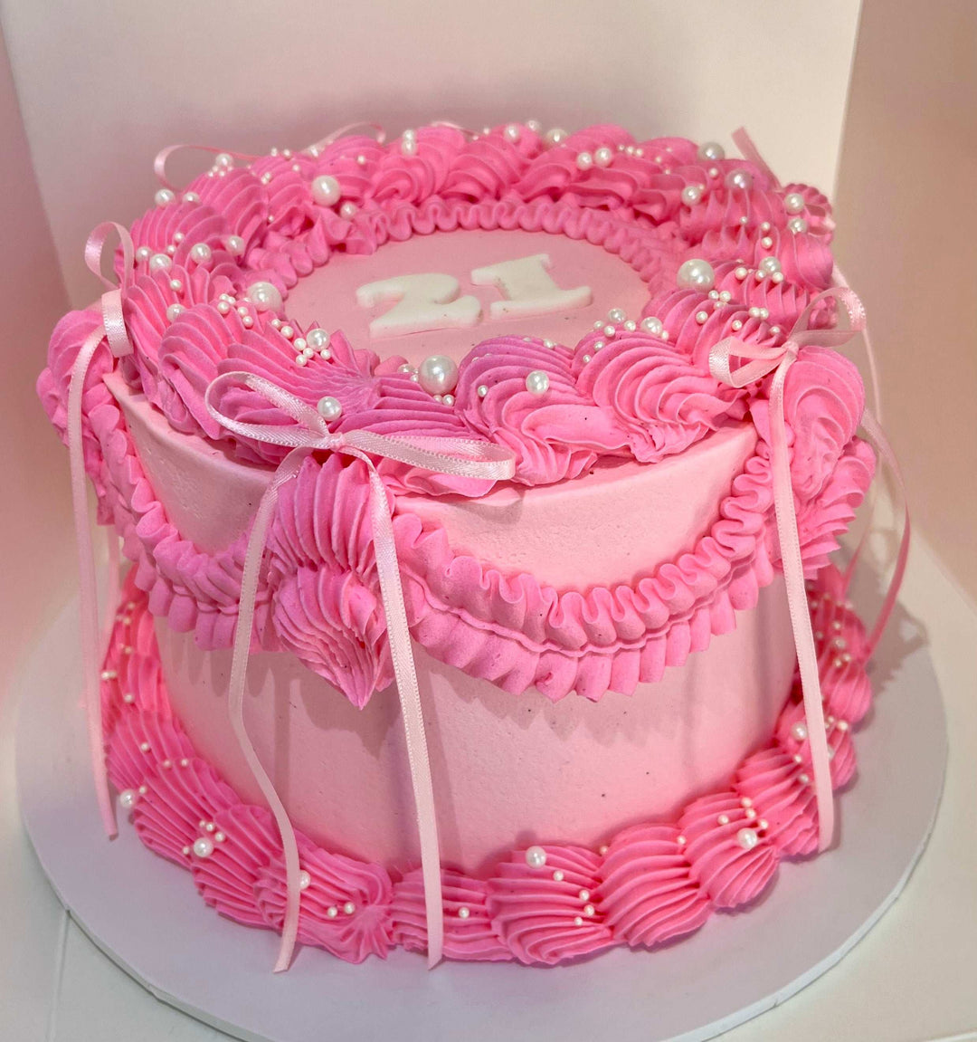 Pearl Thin Bow Ribbon Cake